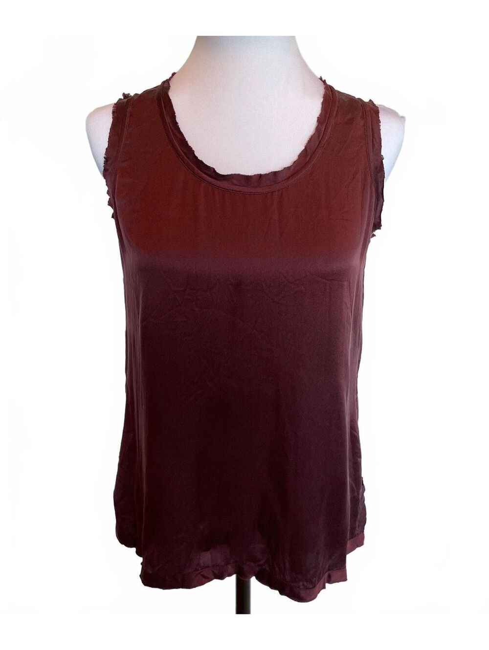 Go by GoSilk Washable Silk Sleeveless Shell Top Burgundy XS Layering Tank